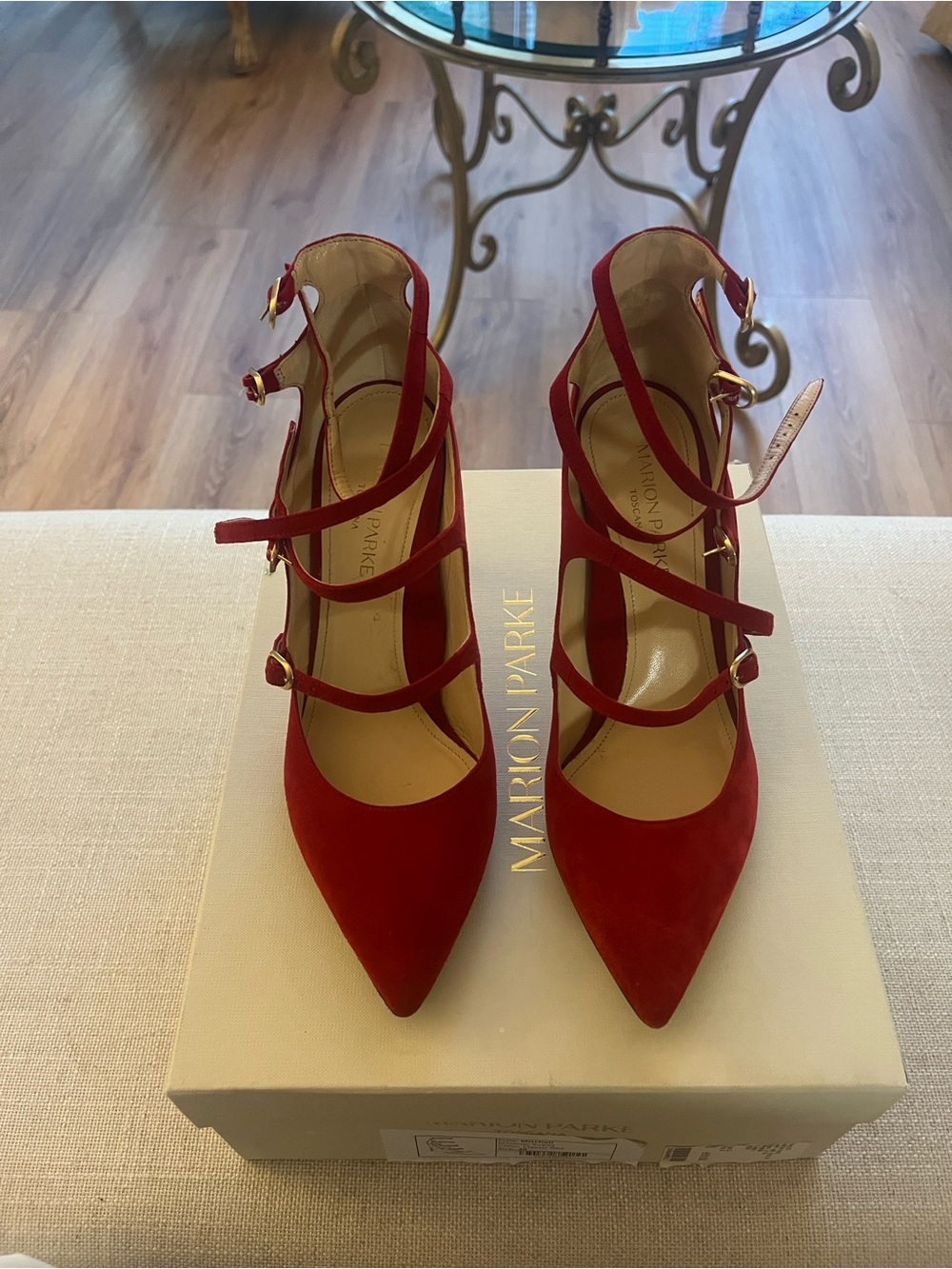 Marion Parke Mitchell Suede Heels in Classic Red